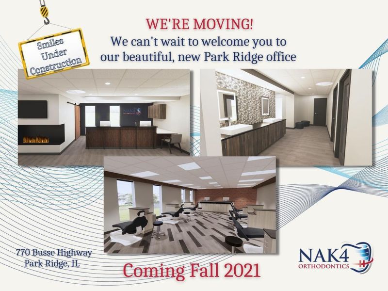 Nak Orthodontics we're moving announcement in Park Ridge office